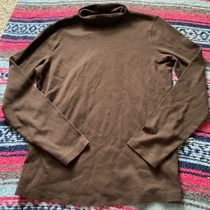women’s mock neck brown long sleeve